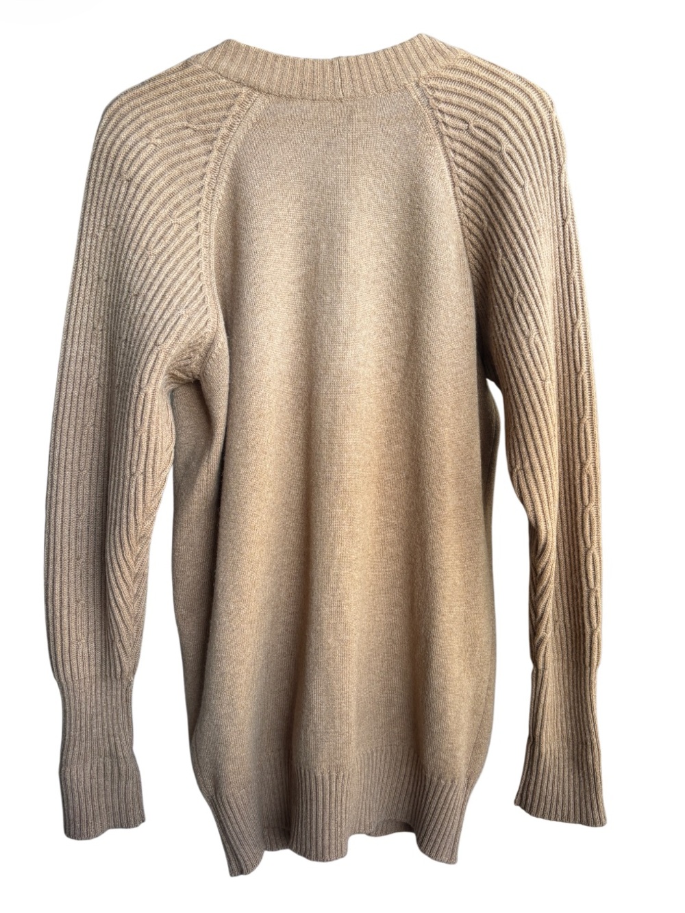 CHANEL 80s Vintage Camel Hair Cardigan | Made in Scotland | Gold Button | Size M - Picture 3 of 16